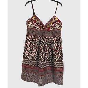 A.N.A. A New Approach 16 Multicolor Geometric Dress Spaghetti Strap Side Zip